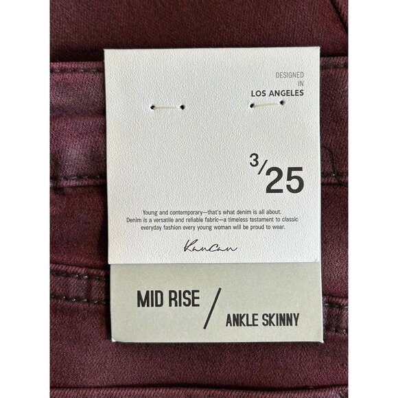 KanCan Mid Rise Coated Denim Ankle Skinny Jeans in Burgundy - Sz 3/25 - NWT - Picture 7 of 9